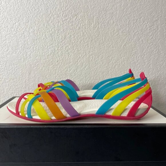 Crocs Isabella Huarache Flat Sandals Rainbow Multicolor Strappy Women's 11 US - Picture 4 of 9